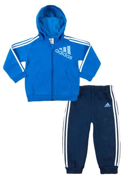 Agasalho adidas Performance Hood 3S Inf Azul - Marca adidas