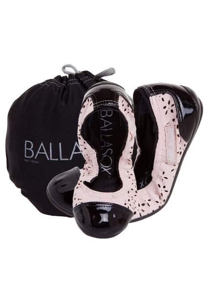 Sapatilha Ballasox Captoe Vazada Floral Rosa - Marca Ballasox