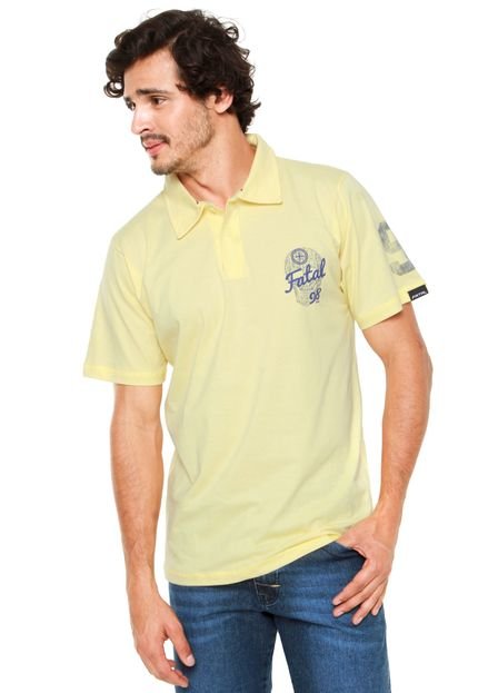 Camisa Polo Fatal Estampada Amarela - Marca Fatal Surf