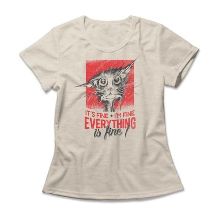 Camiseta Feminina Everything Is Fine - Mescla Banana - Marca Studio Geek 