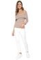 Blusa Hering Ombro a Ombro Off-white/Verde - Marca Hering