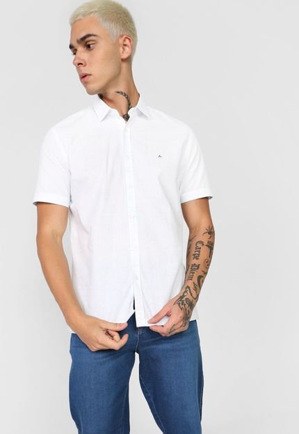 Camisa Aramis Slim Texturizada Branca/Azul - Marca Aramis