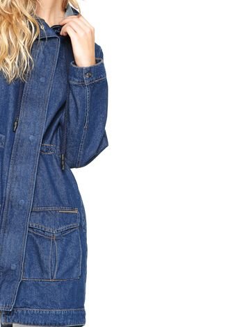 Jaqueta Parka Jeans Forum Capuz Azul