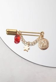 PIN De Protección Para Bebé Bañado En Oro18k Con Angel De La Guarda Y Cristal Rojo