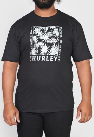 Camiseta Plus Size Hurley Frond Bomb Over Preta