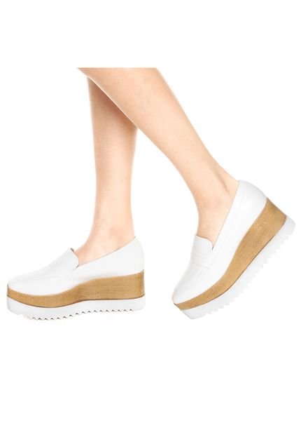 Mocassim Flatform DAFITI SHOES Tratorado Branco - Marca DAFITI SHOES