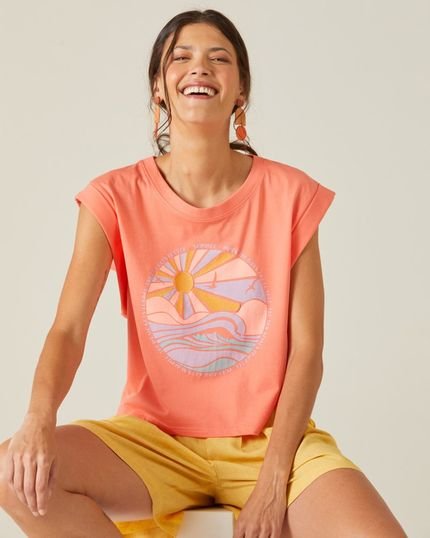 Camiseta Feminina Muscle Tee Summer Com Bordado Em Algodão - Marca Malwee