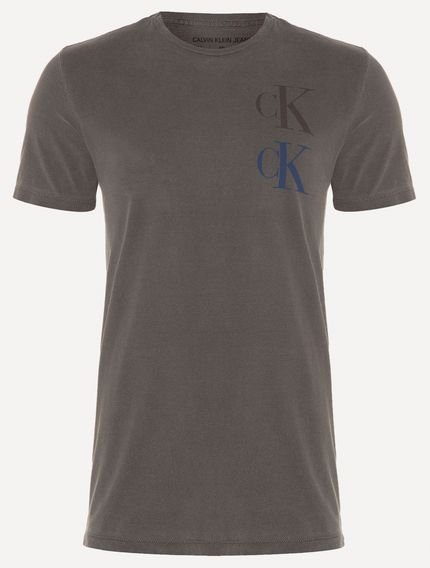 Camiseta Calvin Klein Jeans Masculina CK Logo Repeat Chumbo - Marca Calvin Klein