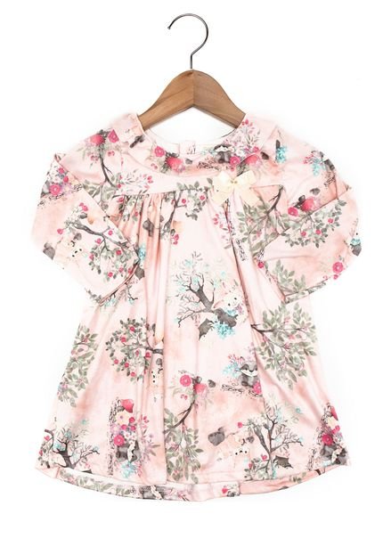 Vestido Nick Manga Longa Menina Rosa - Marca Nick