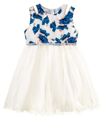 Menor preço em Vestido Infantil De Festa Libelinha Com Peito Estampado Floral Azul