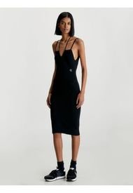 Vestido Anudado Al Cuello De Algodón Orgánico Mujer Negro Calvin Klein