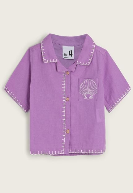 Camisa Infantil Cotton On Bordada Concha Roxa - Marca Cotton On