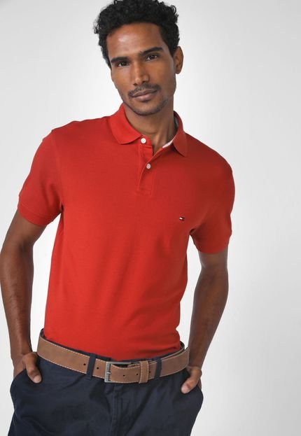 Camisa Polo Tommy Hilfiger Reta Logo Vermelha - Marca Tommy Hilfiger