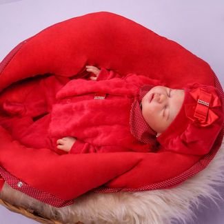 Saída de Maternidade Sônia Enxovais Menina Giulia Vermelha com Porta Bebê