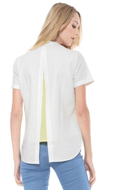 Camisa Linho Lacoste Sobreposição Branca - Marca Lacoste