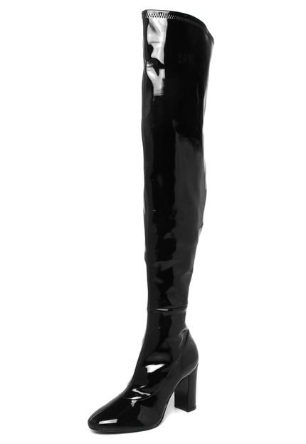 Bota Over The Knee Couro Colcci Verniz Preta - Marca Colcci