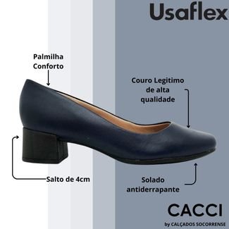 Sapato Feminino Conforto Usaflex Couro Salto Baixo AJ0104