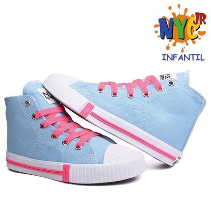 Tenis Infantil Star Nyc Shoes Feminino Menina Casual AZUL BB PINK - Marca NYC NEW YORK CITY SHOES