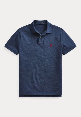 Camisa Polo Polo Ralph Lauren Reta Logo Bordado Azul-Marinho