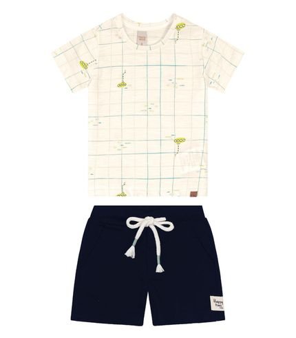 Conjunto Infantil Camiseta Com Bermuda Trick Nick Bege - Marca Trick Nick