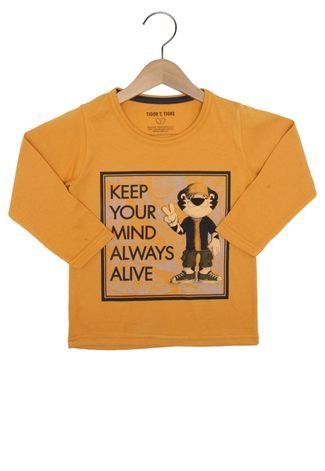 Camiseta Tigor T. Tigre Manga Longa Menino Amarelo