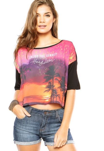 Blusa Hang Loose Cropped Photo Preta - Marca Hang Loose