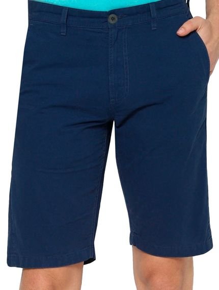 Bermuda Calvin Klein Jeans Masculina Sarja Chino Pockets Label Azul Escuro - Marca Calvin Klein