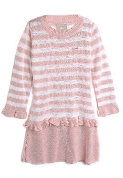 Vestido Colorittá Infantil Linhas Rosa/Branco - Marca Colorittá