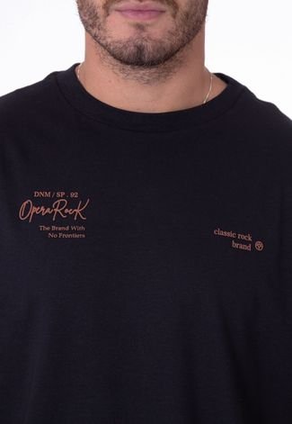 Camiseta Masculina Operarock Oversized Carimbos Preto