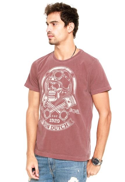 Camiseta Von Dutch Skull Piston Vinho - Marca Von Dutch 