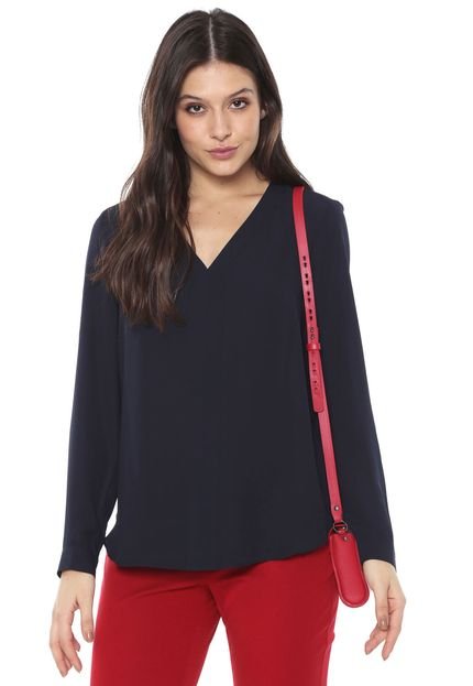 Blusa Banana Republic Long-sleeve V-neck Azul-marinho - Marca Banana Republic