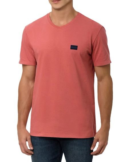 Camiseta Calvin Klein Jeans Masculina Gola V Dark Square Rosa Escuro - Marca Calvin Klein