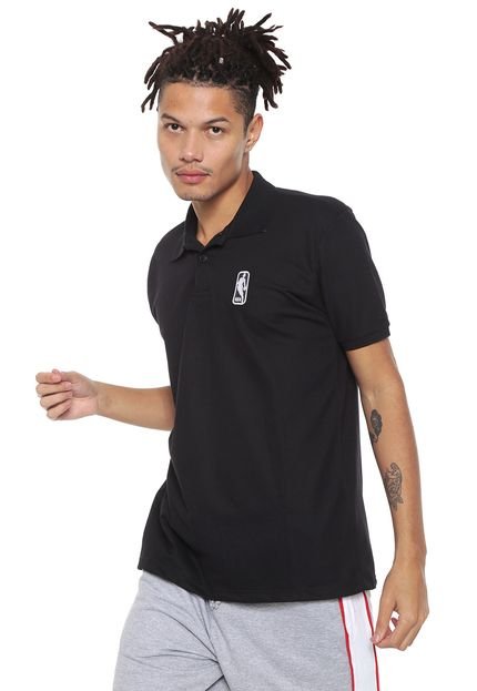 Camisa Polo NBA Reta National Basketball Association Preta - Marca NBA