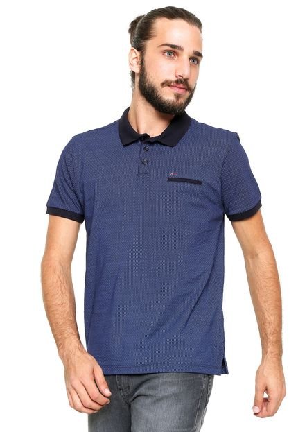 Camisa Polo Aramis Regular Fit Estampada Bolso Azul - Marca Aramis