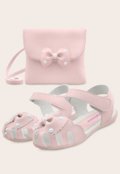 Kit Sandália Menina Infantil Feminina Rosa Com Bolsa Laço Pérolas Mzkid - Marca Mzkid