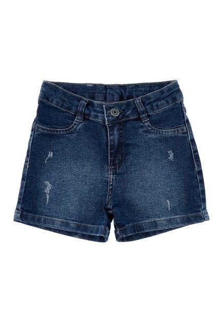 Shorts Meia Coxa Jeans Infantil Menina - Azul Escuro Azul - Marca Reduzy
