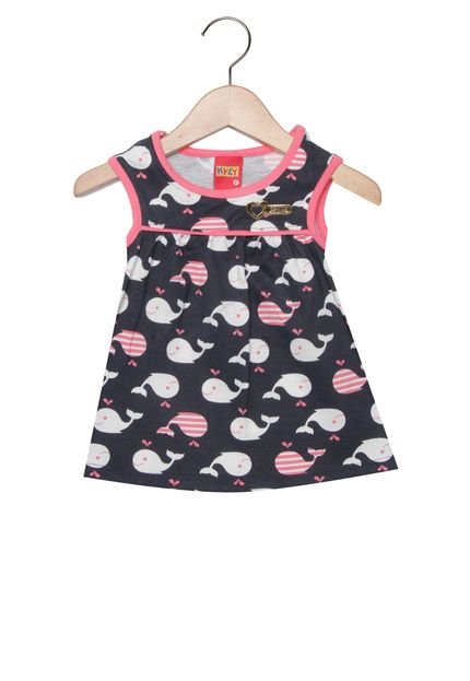 Vestido Curto Kyly Estampada Infantil Azul - Marca Kyly