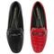 Kit 2 Pares Sapato Feminino Mocassim Donatella Shoes Bico Quadrado Confort Preto e Vermelho Croco - Marca Donatella Shoes