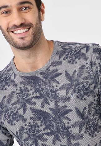 Camiseta Hurley Concrete Flower Cinza/Azul-Marinho
