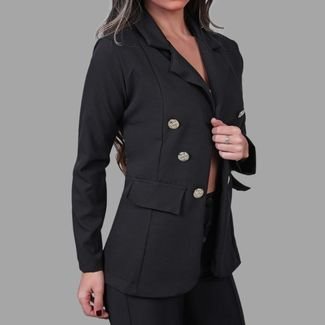 Blazer Feminino Alfataria Acinturado Manga Longa Elegante