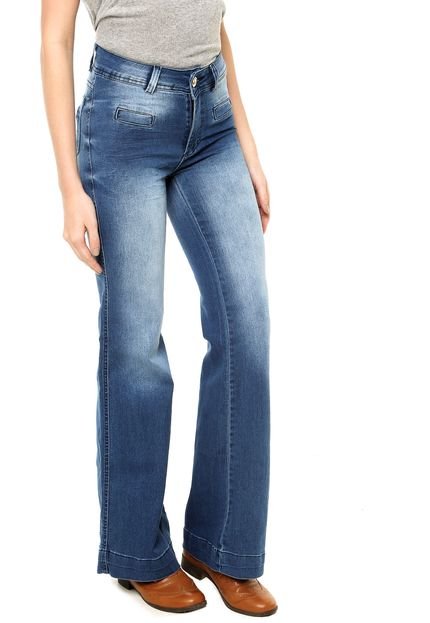Calça Jeans UZE Flare Estonada Azul - Marca UZE