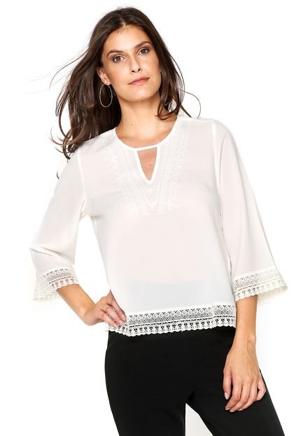 Blusa Enfim Bordado Bege - Marca Enfim