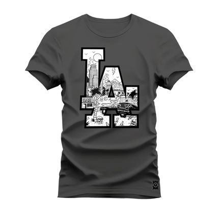 Camiseta Plus Size Unissex Premium T-shirt LA Paisagens - Grafite - Marca Nexstar