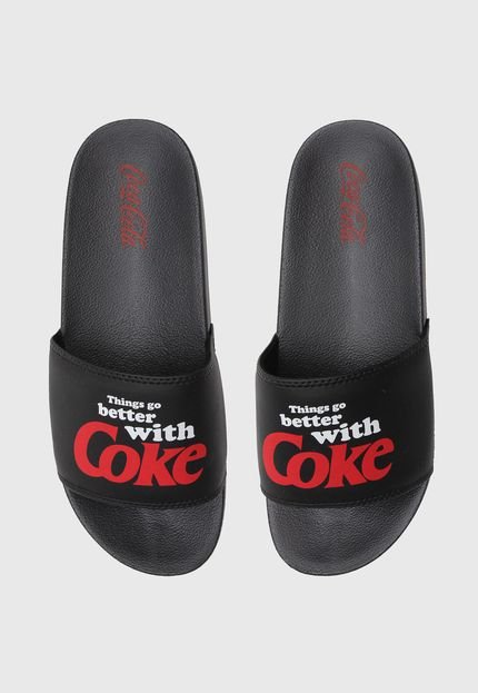 Chinelo Slide Coca Cola Shoes Lettering Preto - Marca Coca Cola Shoes
