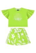 Conjunto Infantil com Blusa e Short-Saia para Menina Bee Loop Verde - Marca Bee Loop