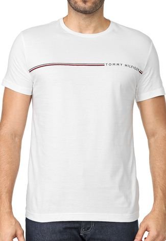 Camiseta Tommy Hilfiger Listrada Branca
