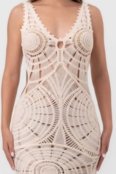 Vestido longo croche decote u off white - Marca Pequiá