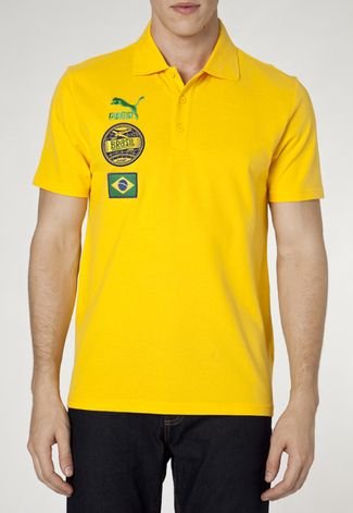 Camisa Polo Puma Football Brasil Amarela - Compre Agora