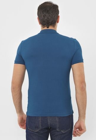 Camisa Polo Lacoste Slim Logo Azul