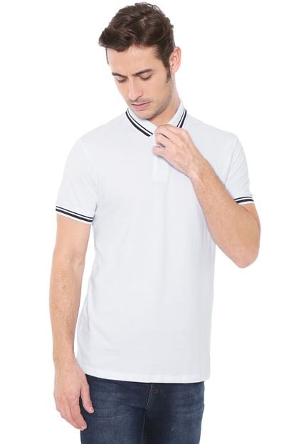 Camisa Polo Colcci Reta Faixas Branca - Marca Colcci